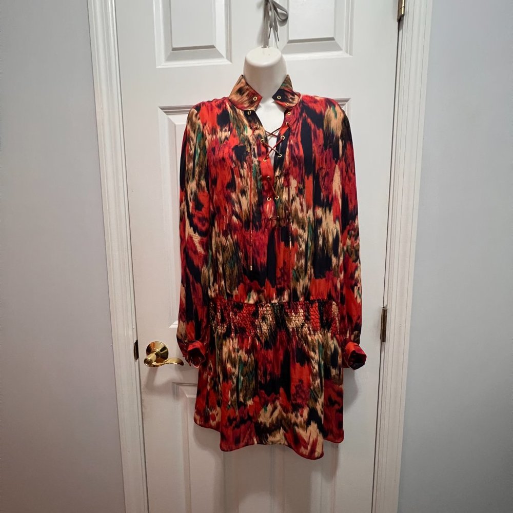 Haute Hippie size medium 100% silk multicolored ikat dress